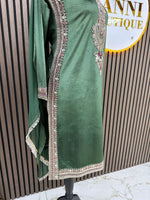 Green Velvet silk 3pc suit