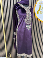 Purple Velvet silk 3pc suit
