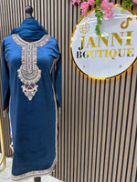 Winter blue Velvet silk 3pc suit